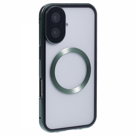Magnetic Dual Glass MagSafe case for iPhone 16, green
