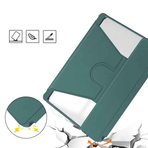 Keyboard case for Samsung Galaxy Tab S10 Lite / S10 FE / S9 FE, Rotary 360° Leather, dark green