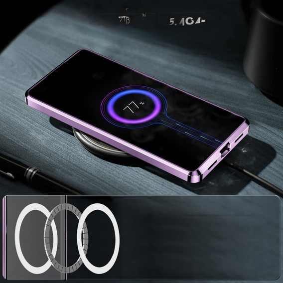 Camera Protection Case for Samsung Galaxy S24+ Plus, CamShield MagSafe, transparent / purple