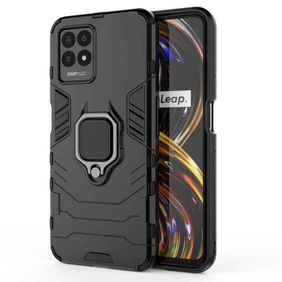 Case for Realme 8i, Kickstand Ring, black