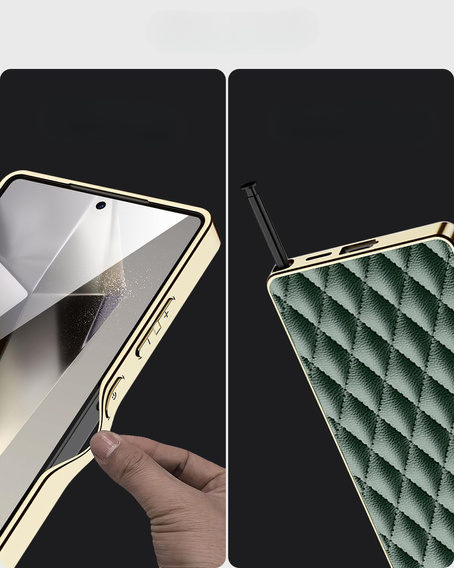 Case for Samsung Galaxy S25 Ultra, Leather Rhombus, green