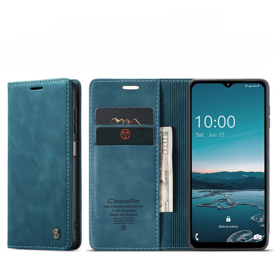 CASEME case for Samsung Galaxy M33 5G, Leather Wallet Case, blue