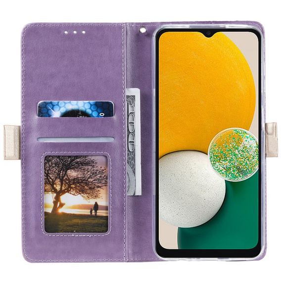 Flip case for Samsung Galaxy A55 5G, Wallet Pocket Zipper Lace, purple