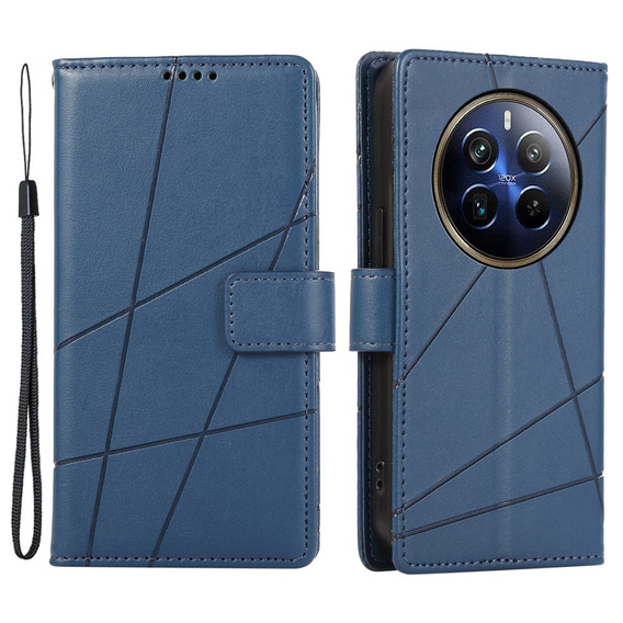 Case with flap for Realme 12 Pro 5G / 12 Pro+ 5G, Leather Line Wallet, blue