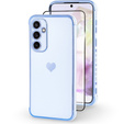 Case for Samsung Galaxy A35 5G, Electro heart, blue + Full Glue Ceramic Glass