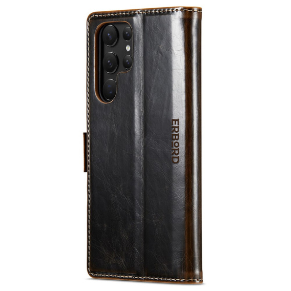 Flip case for Samsung Galaxy S23 Ultra, ERBORD Waxy Wallet, brown