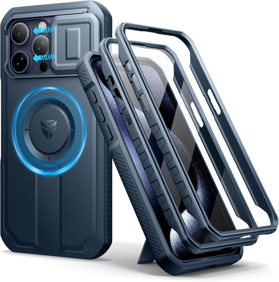 Armored case for iPhone 15 Pro Max, Dexnor CamProtect MagSafe, dark blue (Two frames)