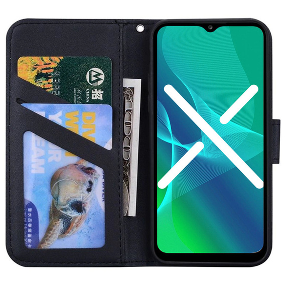 Flip case for Motorola Moto G22, Wallet Panda, black