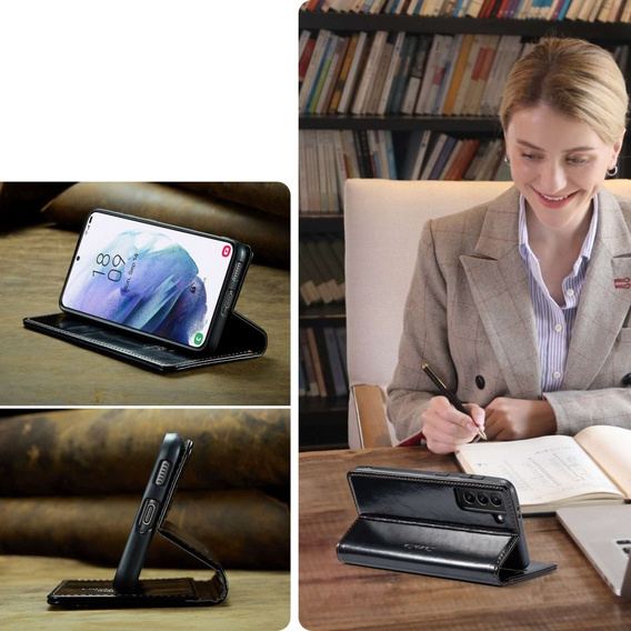 CASEME flip case for Samsung Galaxy S21, Waxy Textublack, black