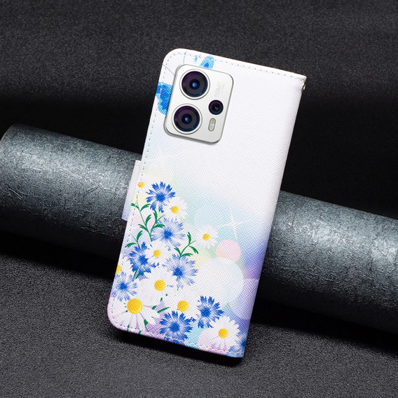 Flip case for Motorola Moto G53 5G / G23 / G13, Wallet, butterfly & flowers, blue