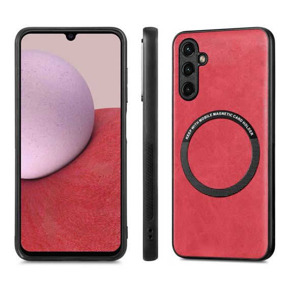 Case for Samsung Galaxy A14 5G, Leather Hybrid MagSafe, red