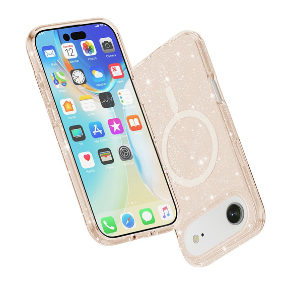 Case for iPhone Air, for MagSafe, glitter, translucent gold
