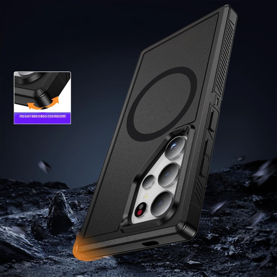 Case with frame for Samsung Galaxy S24 Ultra, for MagSafe, black