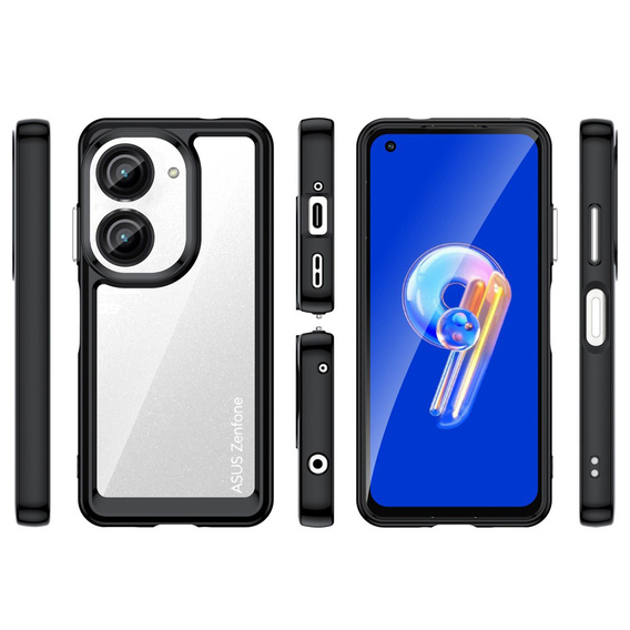 Case for Asus Zenfone 9 5G / 10 5G, Fusion Hybrid, transparent / black