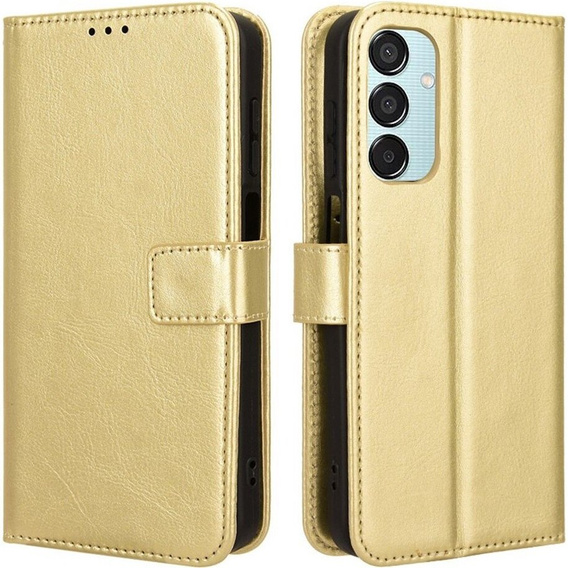 Flip case for Samsung Galaxy M35, Crazy Horse Wallet, gold