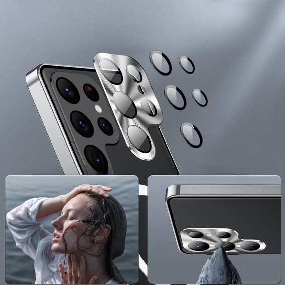 Camera Protection Case for Samsung Galaxy S23 Ultra, CamShield MagSafe, transparent / silver