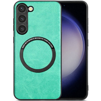 Case for Samsung Galaxy S23+ Plus, Leather Hybrid MagSafe, green