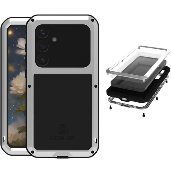 Love Mei Case for Samsung Galaxy S25+ Plus, armored with glass, grey