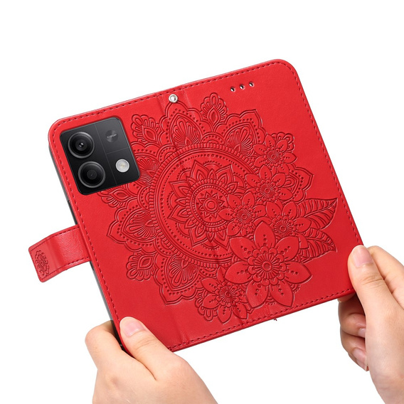 Flip case for Xiaomi Redmi Note 13 5G, Mandala, red