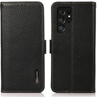KHAZNEH RFID case for Samsung Galaxy S24 Ultra, Litchi Texture, black