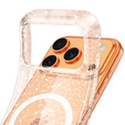 Case for iPhone 17 Pro Max, for MagSafe, glitter - translucent gold