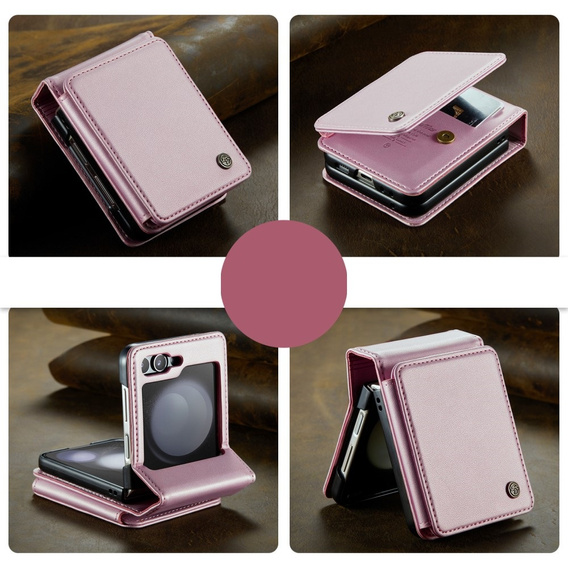 CASEME flip case for Samsung Galaxy Z Flip5 5G, Litchi Wallet, pink