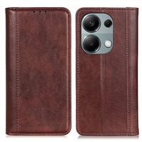 Case for Xiaomi Redmi Note 13 Pro 4G / Xiaomi Redmi Note 14S / Xiaomi Poco M6 Pro 4G, Wallet Litchi Leather, brown