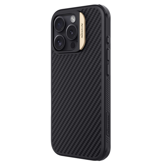 Nillkin Armored Case for iPhone 16 Pro, Carbon Fiber, for Magsafe, gold