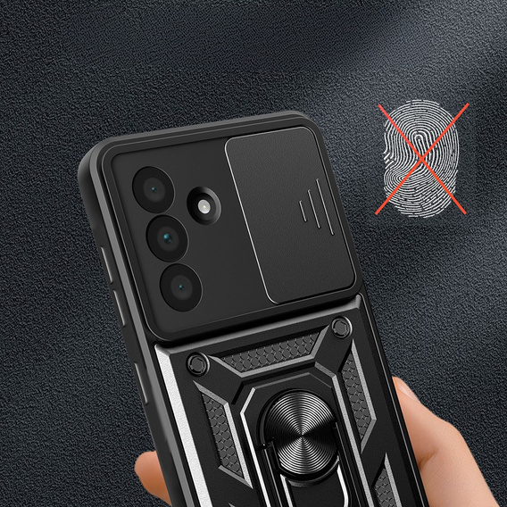 Armored Case for Samsung Galaxy A36, CamShield Slide, black + Tempered Glass 9H