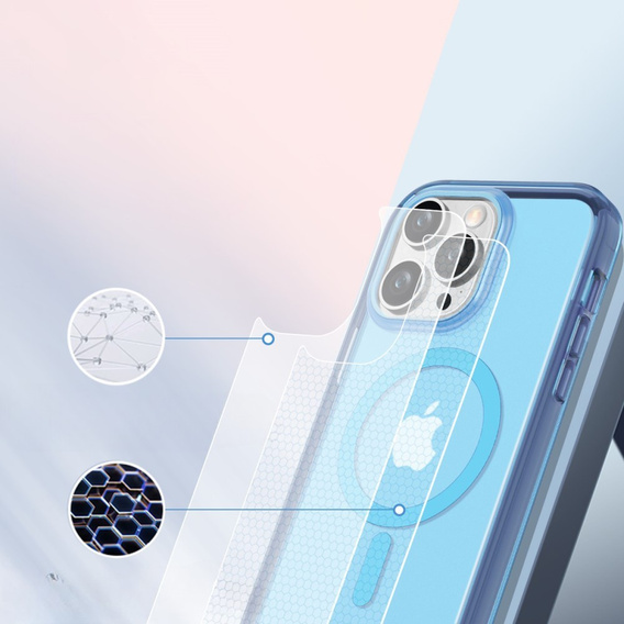 Case for iPhone 16 Pro Max, Shockproof Hybrid, with screen film, for MagSafe, blue