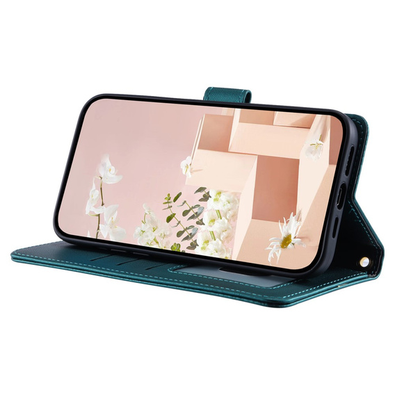 Flip case for Samsung Galaxy A55 5G, Rhombus Crossbody Leather, dark green