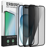 2x Tempered Privatization Glass for iPhone 15 Plus, ERBORD Anti-Spy