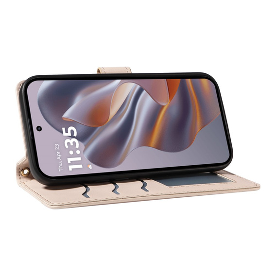 Flip case for Motorola Edge 50 Neo / Motorola ThinkPhone 25, Rhombus Crossbody Leather, beige