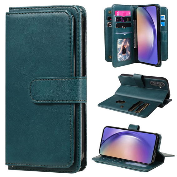 Flip case for Samsung Galaxy A55 5G, 10 Card Slots Wallet, green