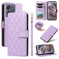 Flip case for Motorola Edge 50 Neo / Motorola ThinkPhone 25, Rhombus Crossbody Leather, purple