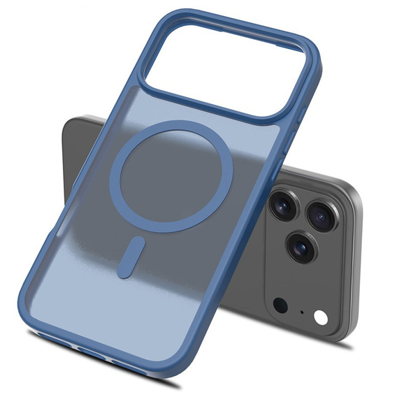 Matt Case for iPhone 17 Pro Max, for MagSafe, translucent blue