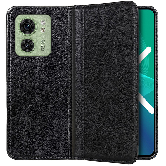 Case for Motorola Edge 40 5G, Wallet Litchi Leather, black