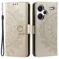 Flip case for Xiaomi Redmi Note 13 Pro+, Mandala, gold