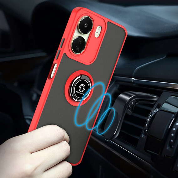 Case for Xiaomi Redmi 13C / Poco C65, Frosted Ring, red