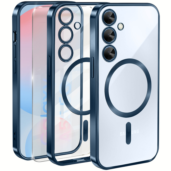 Case for Samsung Galaxy S24 FE, Electro MagSafe, blue + Screen Glass