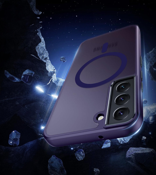 Case for Samsung Galaxy S21, for MagSafe, ERBORD Matt Case, dark purple + Screen Glass