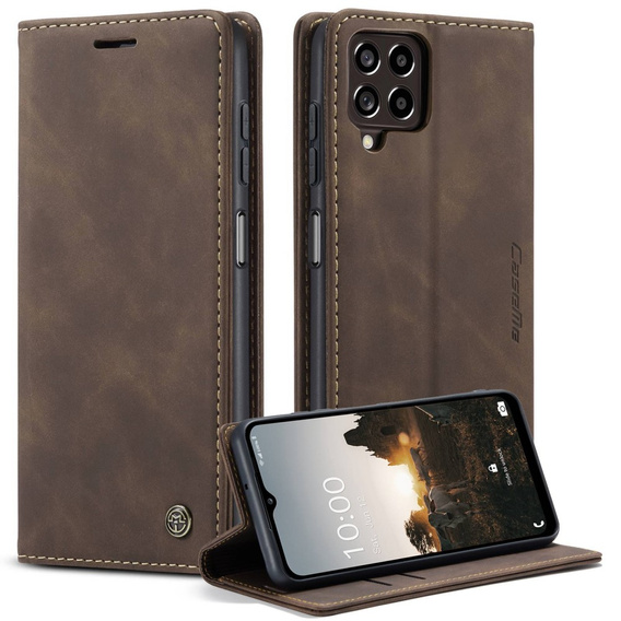 CASEME case for Samsung Galaxy M33 5G, Leather Wallet Case, brown