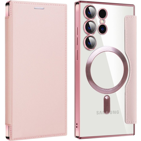 Flip case for Samsung Galaxy S24 Ultra, RFID Wallet MagSafe CamShield, pink