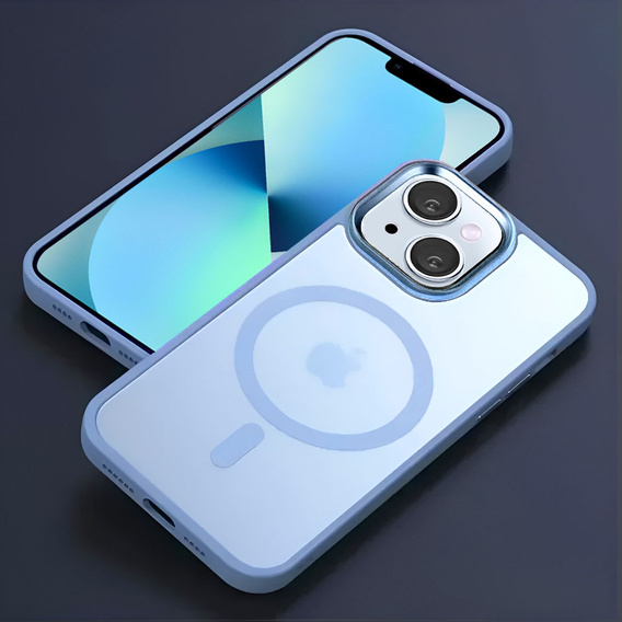 Case for iPhone 13, for MagSafe, ERBORD Matt Case, blue + Screen Glass