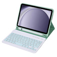Case + keyboard Samsung Galaxy Tab A9, Leather Pen Slot, light green