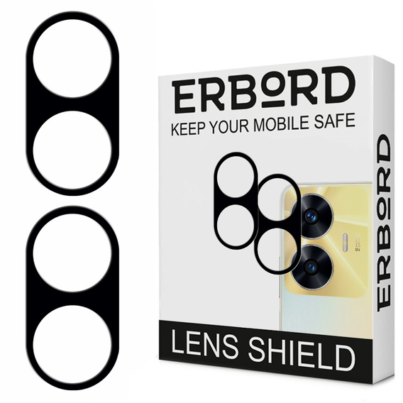 2x ERBORD tempered glass for camera to Realme C55, black