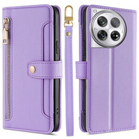 Flip case for OnePlus 12 5G, Wallet Zipper Pocket, purple