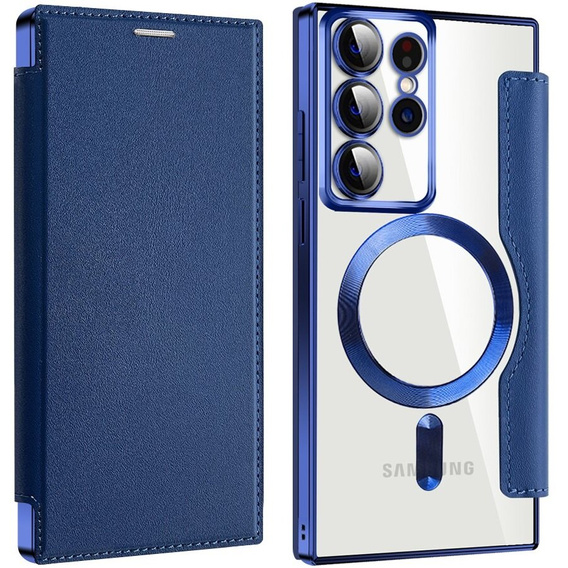 Flip case for Samsung Galaxy S22 Ultra 5G, RFID Wallet MagSafe CamShield, dark blue