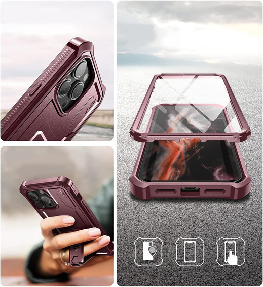 Armored case for iPhone 14 Pro Max, Dexnor Full Body, red