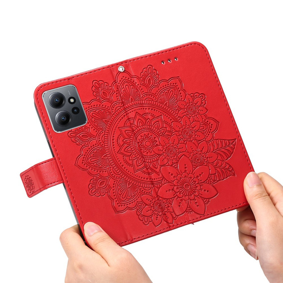 Flip case for Xiaomi Redmi Note 12 4G, Mandala Flower, red